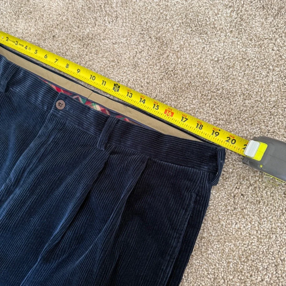Polo Ralph Lauren Corduroy Pants Mens 40x30 Navy Blue Pleated Cuffed Trousers